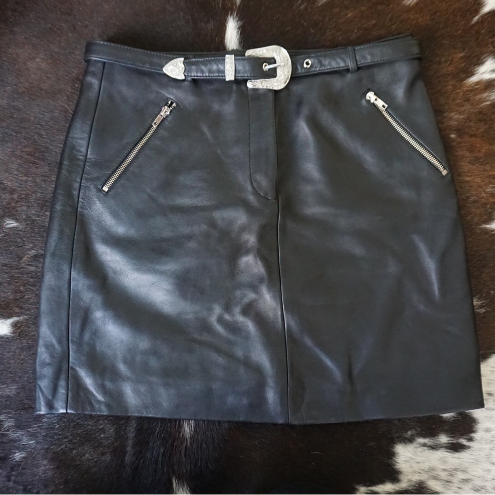 Black Maje leather skirt